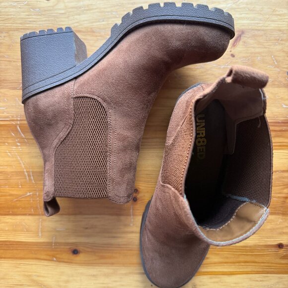 Brown Faux Suede Heeled Booties - Picture 5 of 8